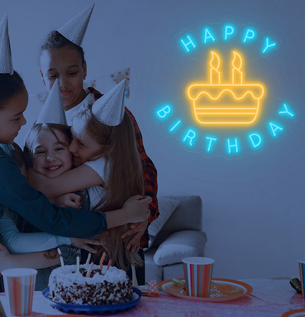 Happy Birthday Cake Neon Light Sign