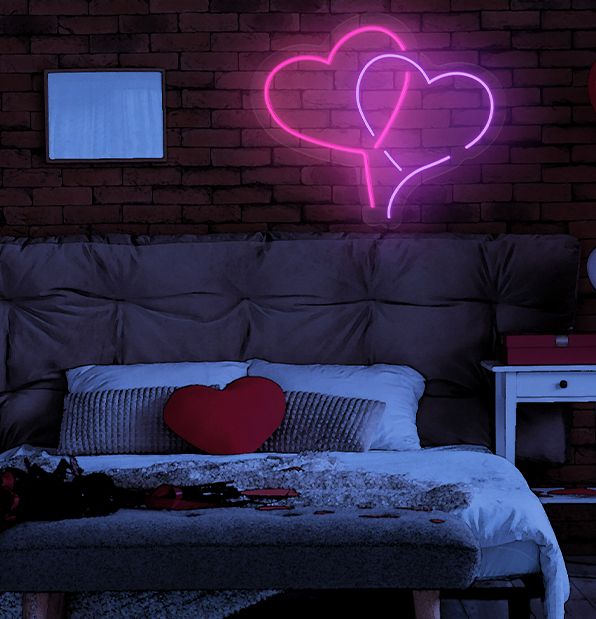 Black Neon Light Hearts Happy Valentines Day Limited Time Deal 50