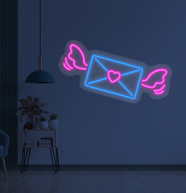Envelope With A Heart Neon Sign