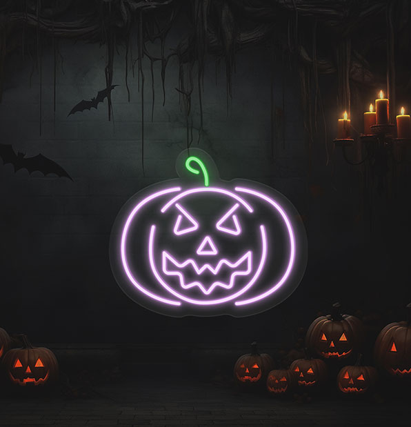 Evil Halloween Pumpkin Neon Sign
