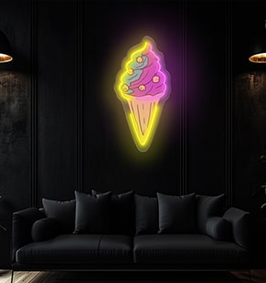 Ice Cream Cone LED Neon Acrylic Artwork